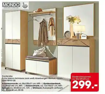 Möbel Martin Mondo Garderobe Eiche Bianco Teilmassiv Angebot