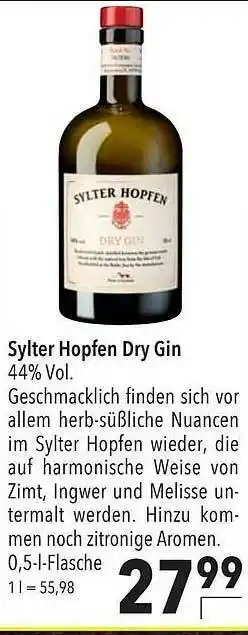 CITTI Markt Sylter Hopfen Dry Gin Angebot