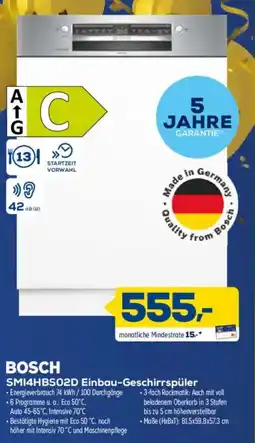 Euronics XXL BOSCH SM14HBS02D Einbau-Geschirrspüler Angebot