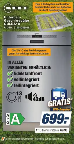 Expert Technomarkt NEFF Unterbau-Geschirrspüler GULEA10 Angebot