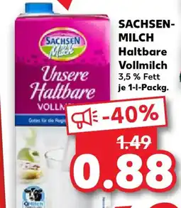 Kaufland SACHSEN-MILCH Haltbare Vollmilch Angebot