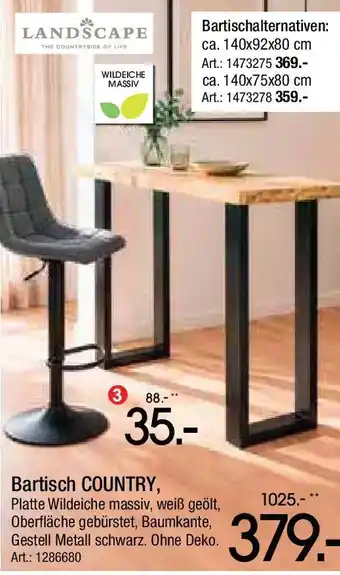 Zurbrüggen Landscape Bartisch Country Angebot