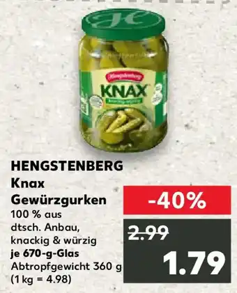 Kaufland HENGSTENBERG Knax Gewürzgurken Angebot
