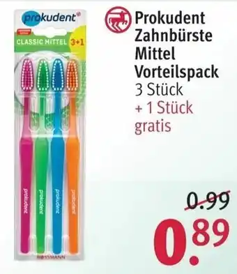 Rossmann Prokudent Zahnbürste Mittel Vorteilspack 3 Stück+1 Stück gratis Angebot