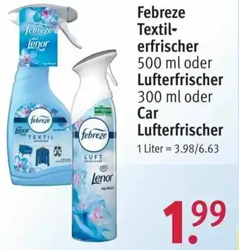 Rossmann Febreze Textilerfrischer 500ml oder Lufterfrischer 300ml oder Car Lufterfrischer Angebot