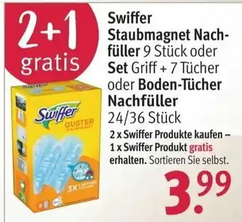 Rossmann Swiffer Staubmagnet Nachfüller 9 Stück oder Set Griff + 7 Tücher oder Boden Tücher Nachfüller 24/36 Stück Angebot