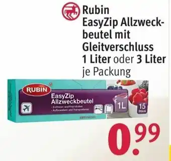 Rossmann Rubin EasyZip Allzweckbeutel mit Gleitverschluss 1 Liter oder 3 Liter Angebot