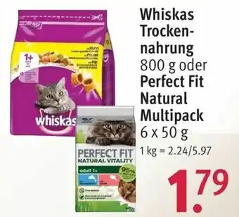 Rossmann Whiskas Trockennahrung 800g oder Perfect Fit Natural Multipack 6x50g Angebot
