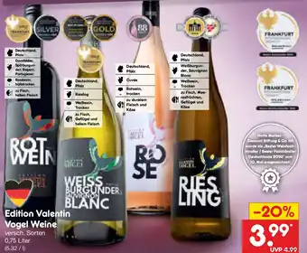Netto Marken-Discount Edition Valentín Vogel Weine Angebot