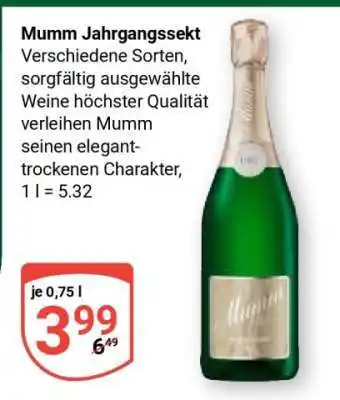 Globus Mumm Jahrgangssekt Angebot
