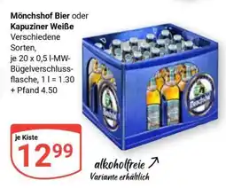 Globus Mönchshof Bier oder Kapuziner Weisse Angebot