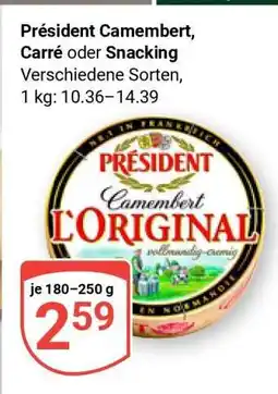 Globus Président Camembert, Carré oder Snacking Angebot