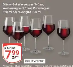 Globus Gläser-Set Wasserglas 340 ml, Weißweinglas 370 ml, Rotweinglas 620 ml oder Sektglas 190 ml Angebot