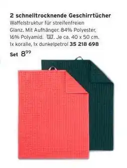 Tchibo 2 schnell trocknende Geschirrtücher Angebot