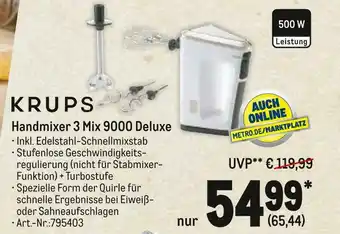 METRO Krups handmixer 3 mix 9000 deluxe Angebot