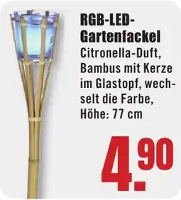B1 Discount Baumarkt RGB-LED-Gartenfackel Citronella-Duft, Bambus mit Kerze im Glastopf Angebot