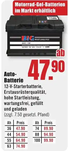 B1 Discount Baumarkt BIG WARTUNGSFREI Auto-Batterie Angebot