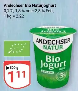 Globus Andechser Bio Naturjoghurt Angebot