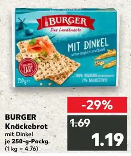 Kaufland BURGER Knäckebrot mit Dinkel Angebot