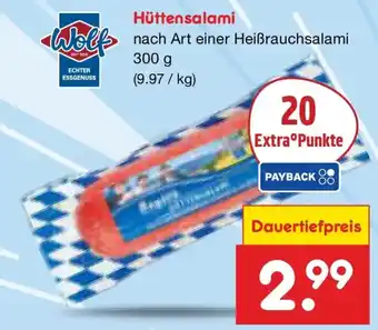 Netto Marken-Discount Wolf Hüttensalami Angebot