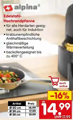 Netto Marken-Discount alpina Edelstahl-Hochrandpfanne Angebot