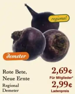 LPG Biomarkt Rote Bete, Neue Ernte Regional Demeter Angebot