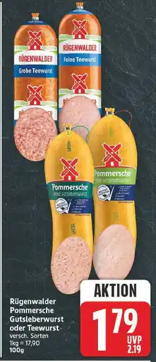 E-Center Rügenwalder pommersche gutsleberwurst oder teewurst Angebot