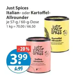 V Markt Just spices italian- oder kartoffel-allrounder Angebot