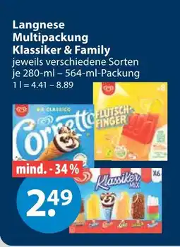 V Markt Langnese multipackung klassiker & family Angebot