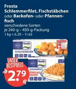 V Markt Frosta schlemmerfilet, fischstäbchen oder backofen- oder pfannenfisch Angebot