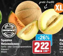 AEZ Spanien Netzmelonen Galia- oder Cantaloupemelone Klasse I Angebot