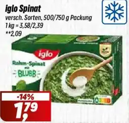Simmel iglo Rahm-Spinat mit BLUBB Angebot