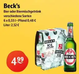 Getränke Hoffmann Beck's Bier oder Biermischgetränk Angebot