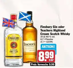 AEZ Finsbury Gin oder Teachers Highland Cream Scotch Whisky Angebot