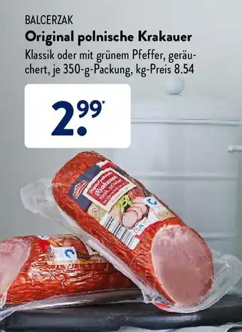 Aldi Süd Balcerzak Original polnische Krakauer je 350g - Packung Angebot