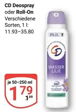 Globus CD Deospray oder Roll-On Angebot