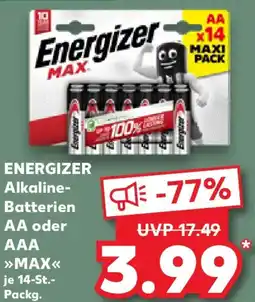 Kaufland Energizer Alkaline- Batterien AA oder AAA MAX Angebot