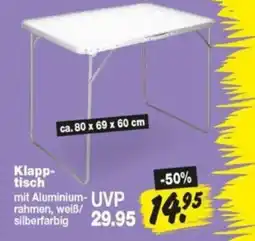 Repo Markt Klapp-tisch mit Aluminium-rahmen, weiß/silberfarbig Angebot
