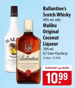 Famila Nord Ost Ballantine's Scotch Whisky oder Malibu Original Coconut Liqueur Angebot