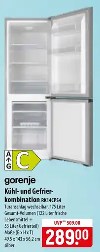 Famila Nord Ost gorenje Kühl- und Gefrier-kombination RK14CPS4 Angebot