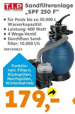 Globus Baumarkt T.I.P. Sandfilteranlage "SPF 250 F" Angebot