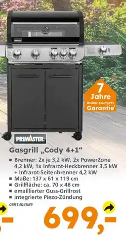 Globus Baumarkt Gasgrill „Cody 4+1“ PRIMASTER Angebot