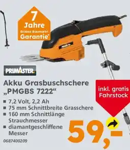 Globus Baumarkt PRIMASTER Akku Grasbuschschere „PMGBS 7222“ Angebot