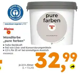 Globus Baumarkt Alpina Wandfarbe „pure farben“ Angebot