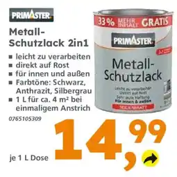 Globus Baumarkt PRIMASTER Metall-Schutzlack 2in1 Angebot