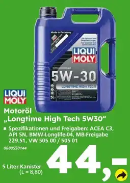 Globus Baumarkt LIQUI MOLY Motoröl ,,Longtime High Tech 5W30" Angebot