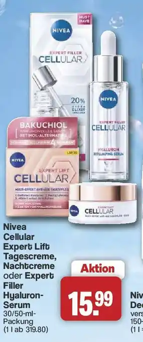 Famila Nord West Nivea Cellular Expert Lift Tagescreme, Nachtcreme oder Expert Filler Hyaluron-Serum Angebot