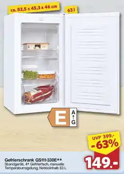 Famila Nord West exquisit Gefrierschrank GS111-330E Angebot