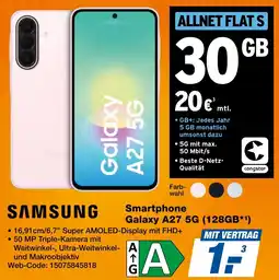 K+B Expert SAMSUNG Smartphone Galaxy A27 5G (128GB) + ALLNET FLATS 30GB Angebot