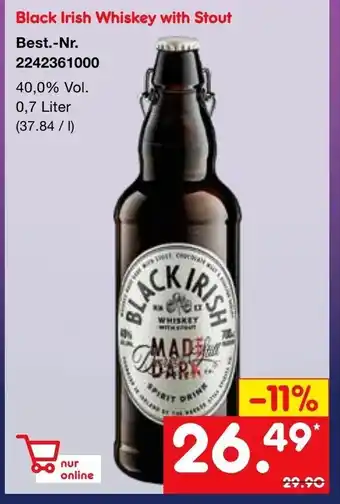 Netto Marken-Discount Black Irish Whiskey with Stout 0,7L Angebot